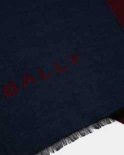 Scarf In Blue And Red Wool