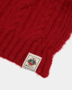 Scarf In Candy Red Mohair And Silk