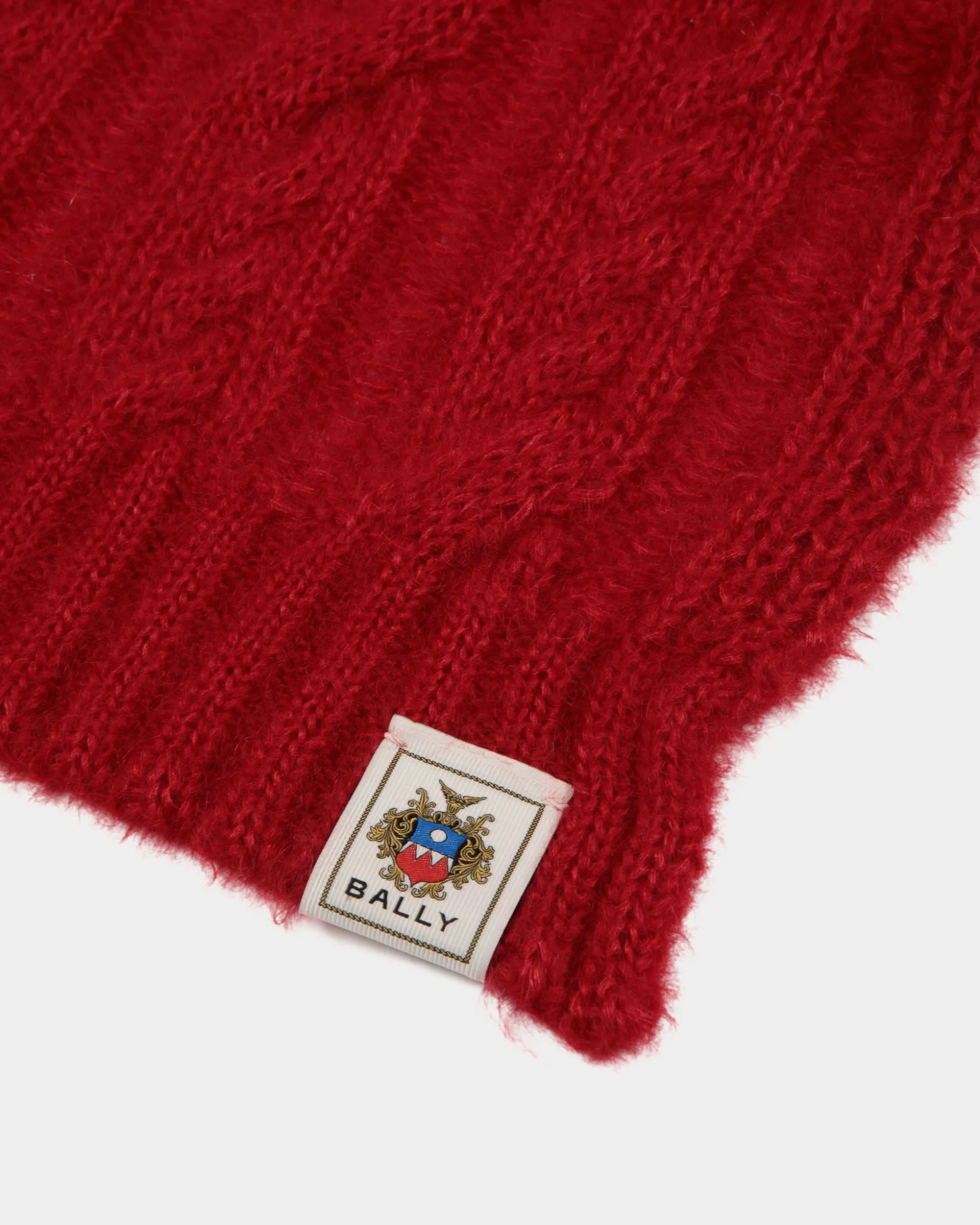 Scarf In Candy Red Mohair And Silk