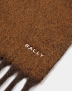 Scarf In Ebano And Brown Wool Blend