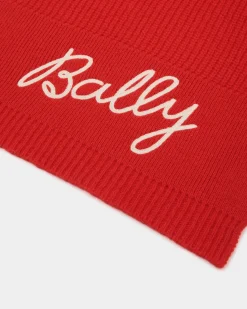 Scarf with Logo In Candy Red Wool