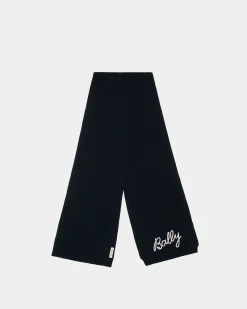 Scarf With Logo In Navy Blue Wool