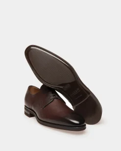 Scribe Novo Derby Shoes In Coffee Leather