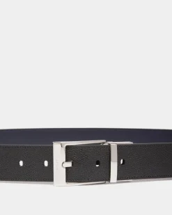 Shiffie 35mm Reversible And Adjustable Belt in Black And Navy Blue Leather