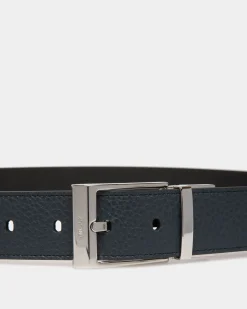 Shiffie 35mm Reversible And Adjustable Belt in Navy Blue And Black Leather