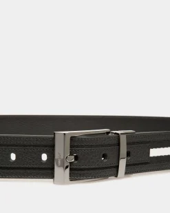 Shiffie 35mm Reversible Belt In Black And White Fabric And Leather