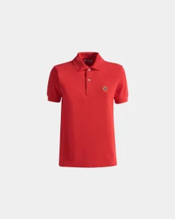 Short Sleeve Polo in Red Cotton