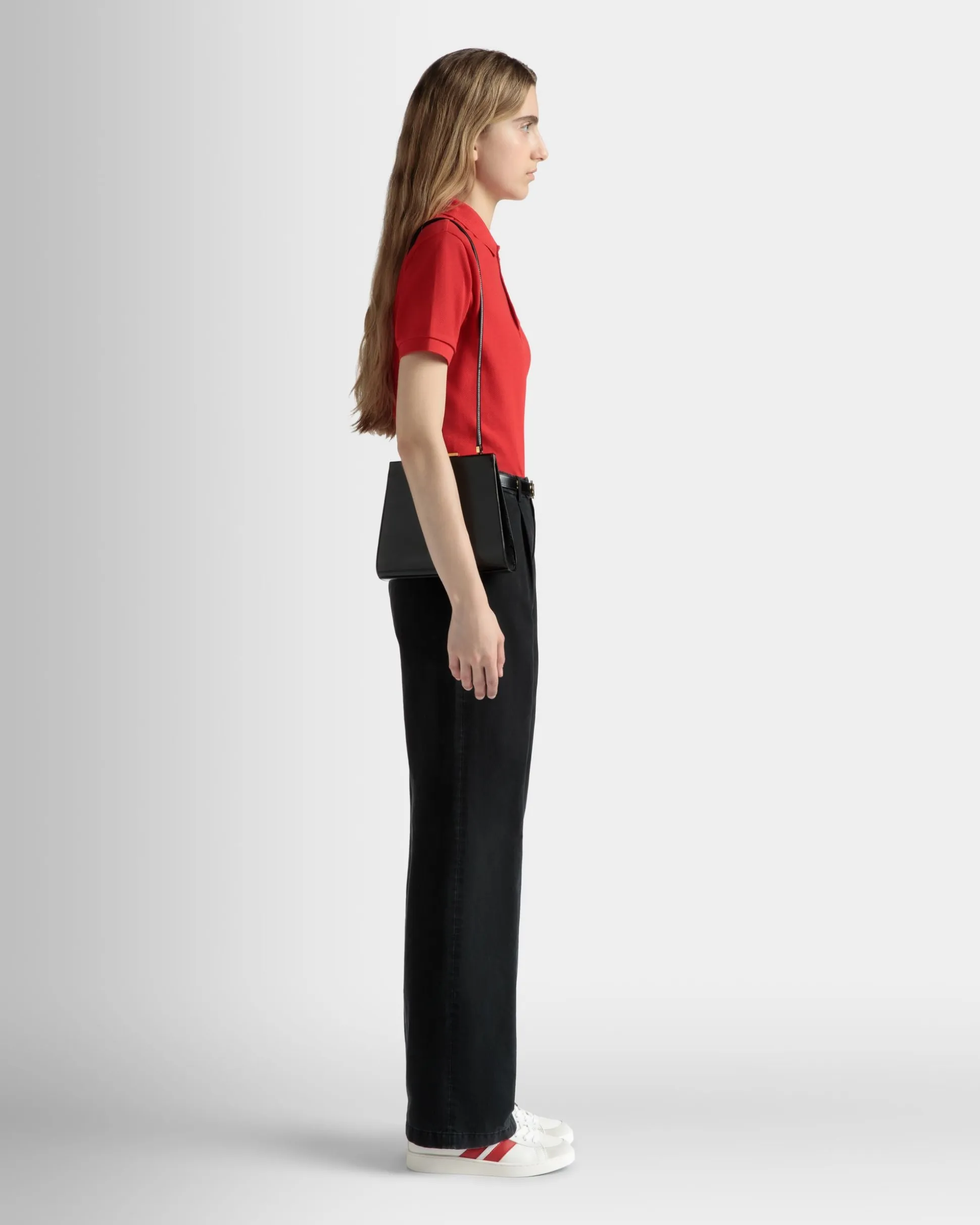 Short Sleeve Polo in Red Cotton