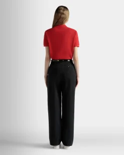 Short Sleeve Polo in Red Cotton