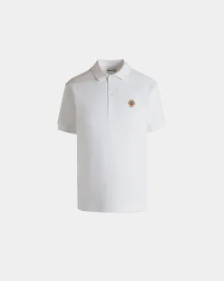 Short Sleeve Polo in White Cotton