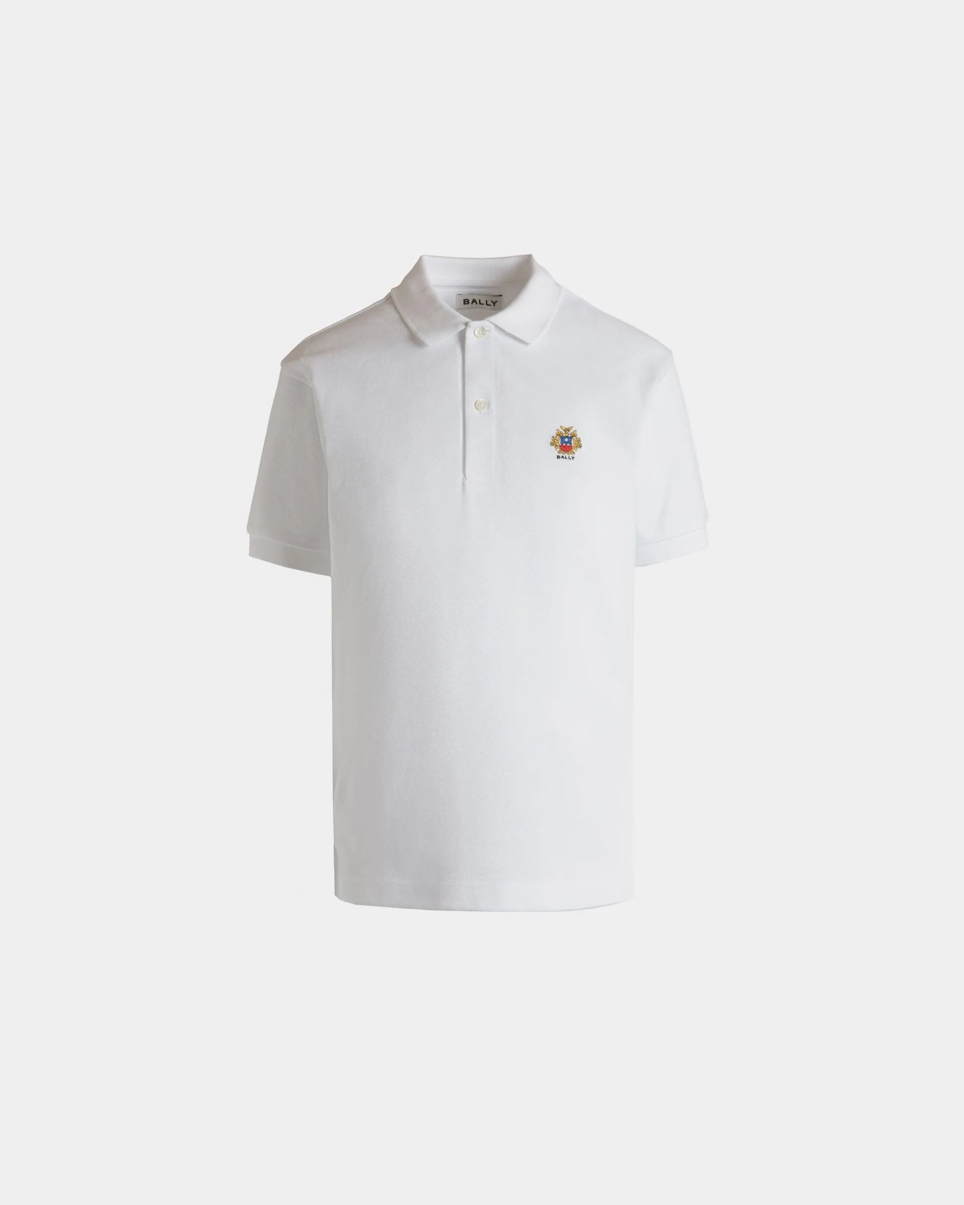 Short Sleeve Polo in White Cotton