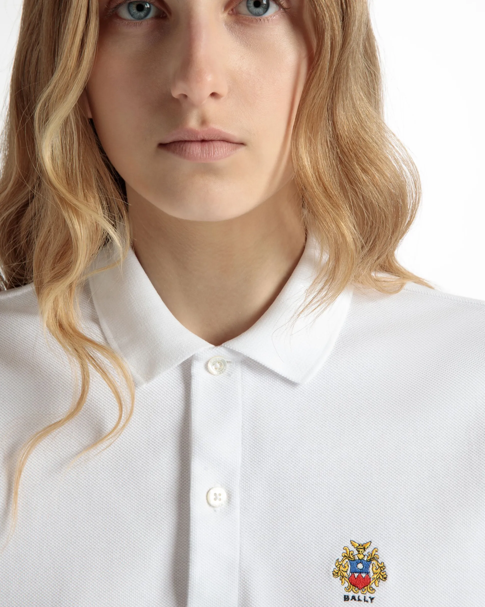 Short Sleeve Polo in White Cotton
