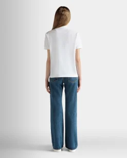 Short Sleeve Polo in White Cotton
