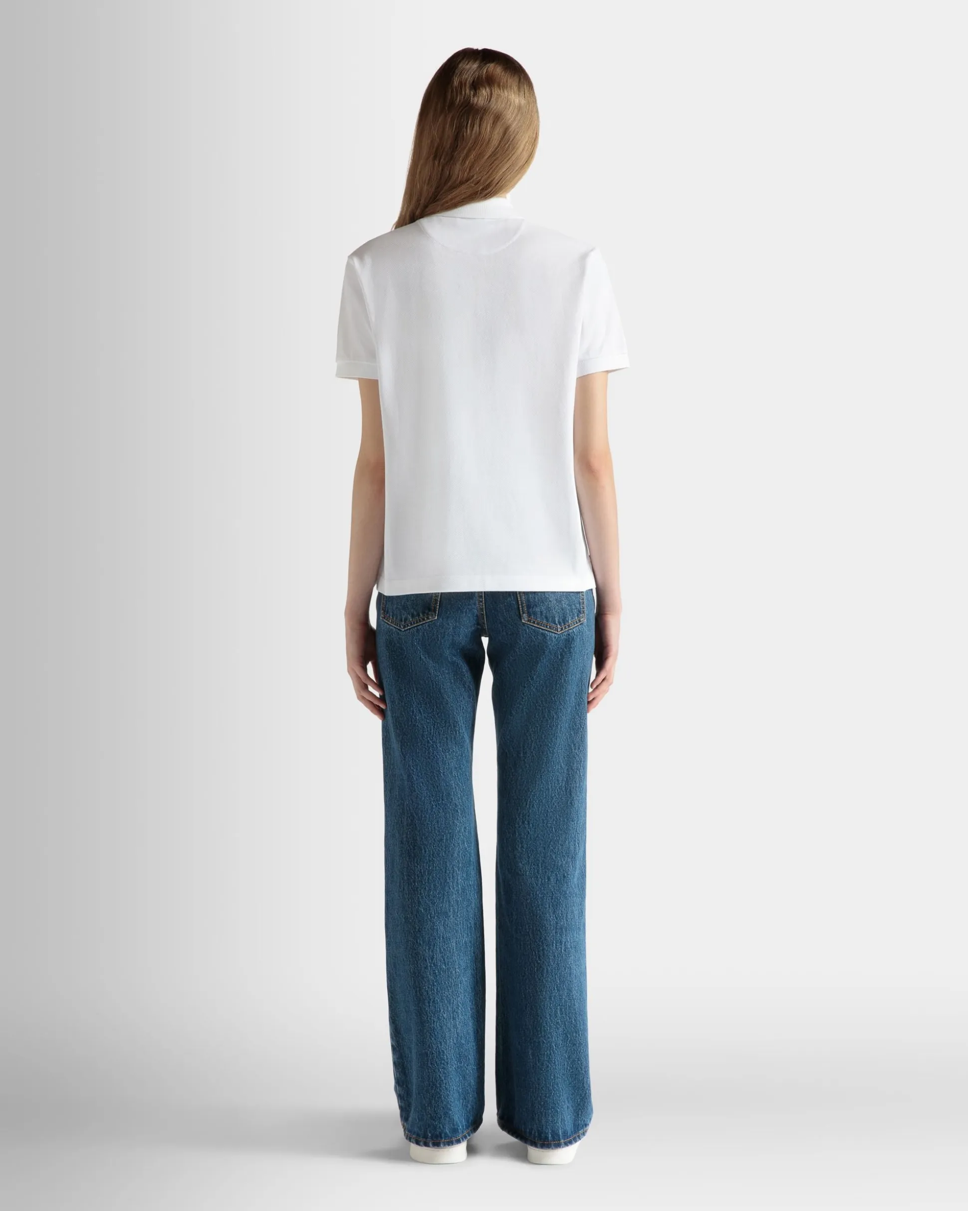 Short Sleeve Polo in White Cotton