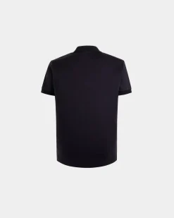 Short Sleeve Polo With a Bally Crest Logo in a Navy Blue Cotton Silk Blend
