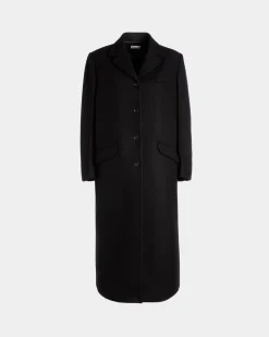 Single-Breasted Coat In Black Wool Blend