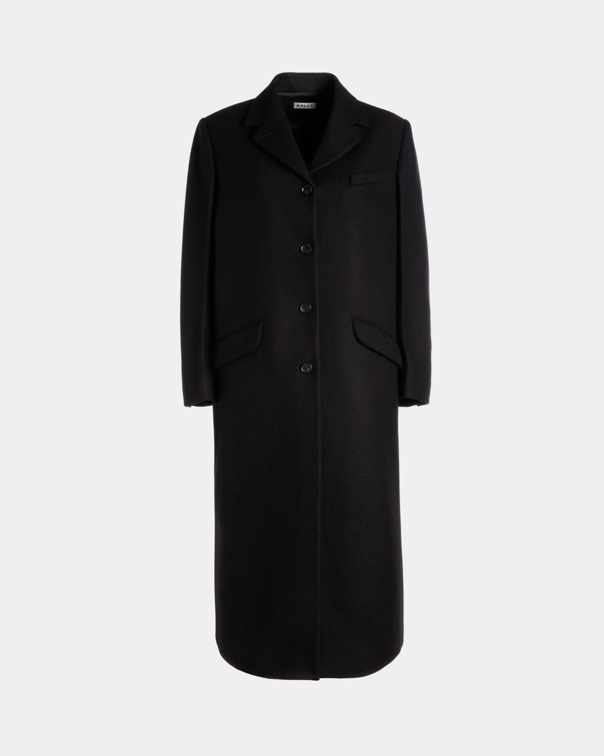 Single-Breasted Coat In Black Wool Blend