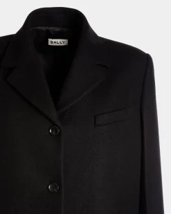 Single-Breasted Coat In Black Wool Blend