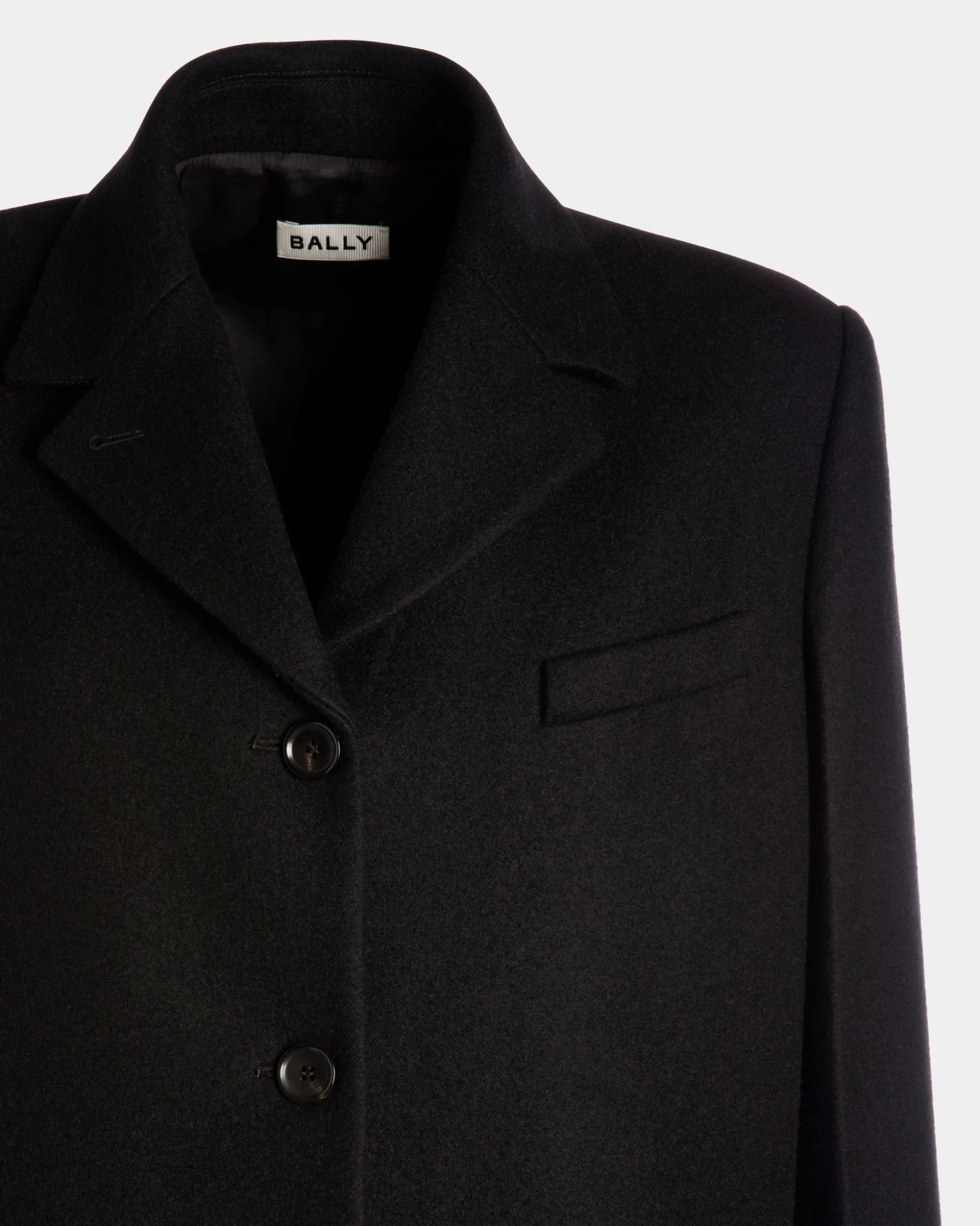Single-Breasted Coat In Black Wool Blend