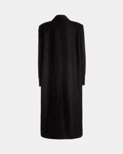 Single-Breasted Coat In Black Wool Blend