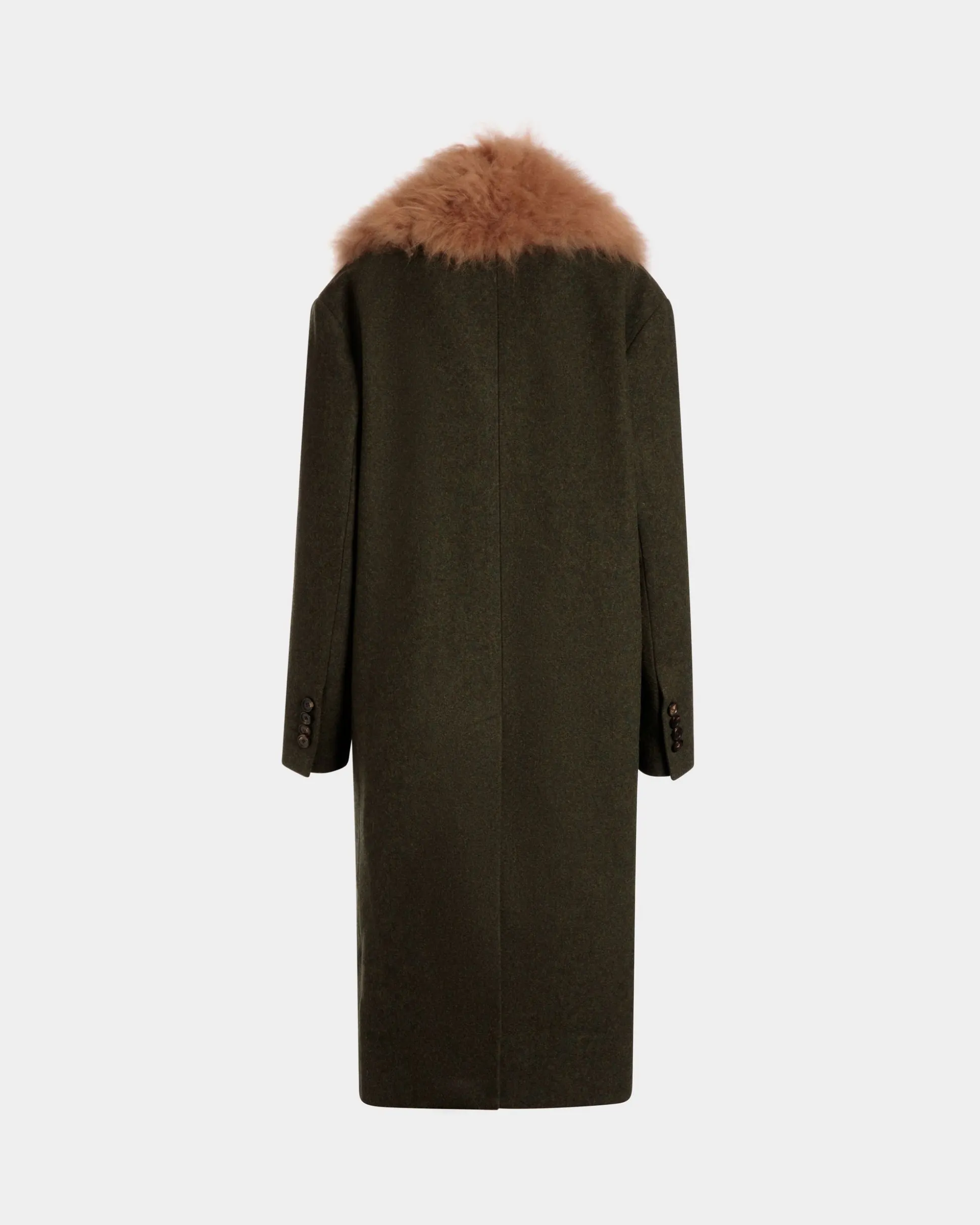 Single-Breasted Coat In Dark Green Wool