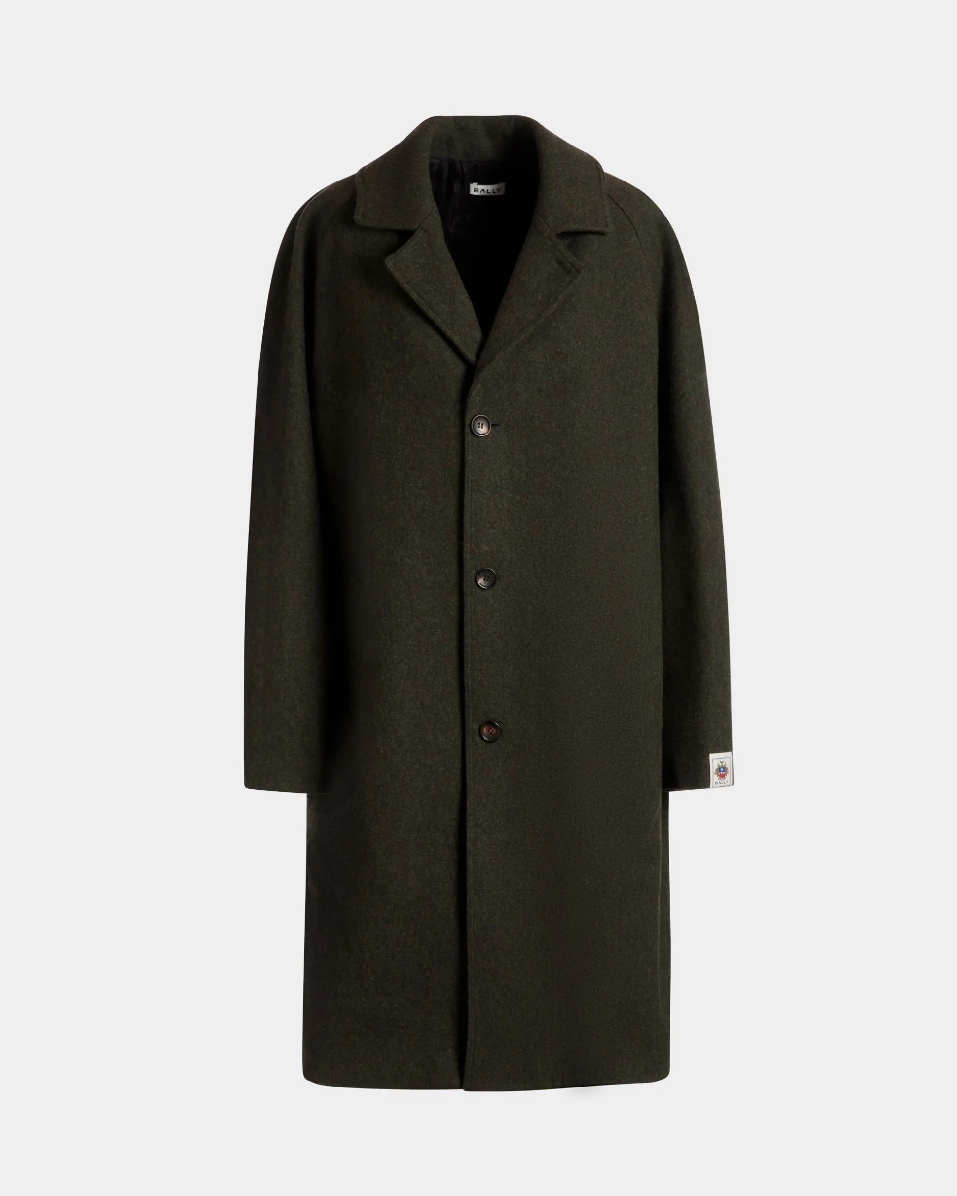 Single-breasted Coat In Dark Green Wool