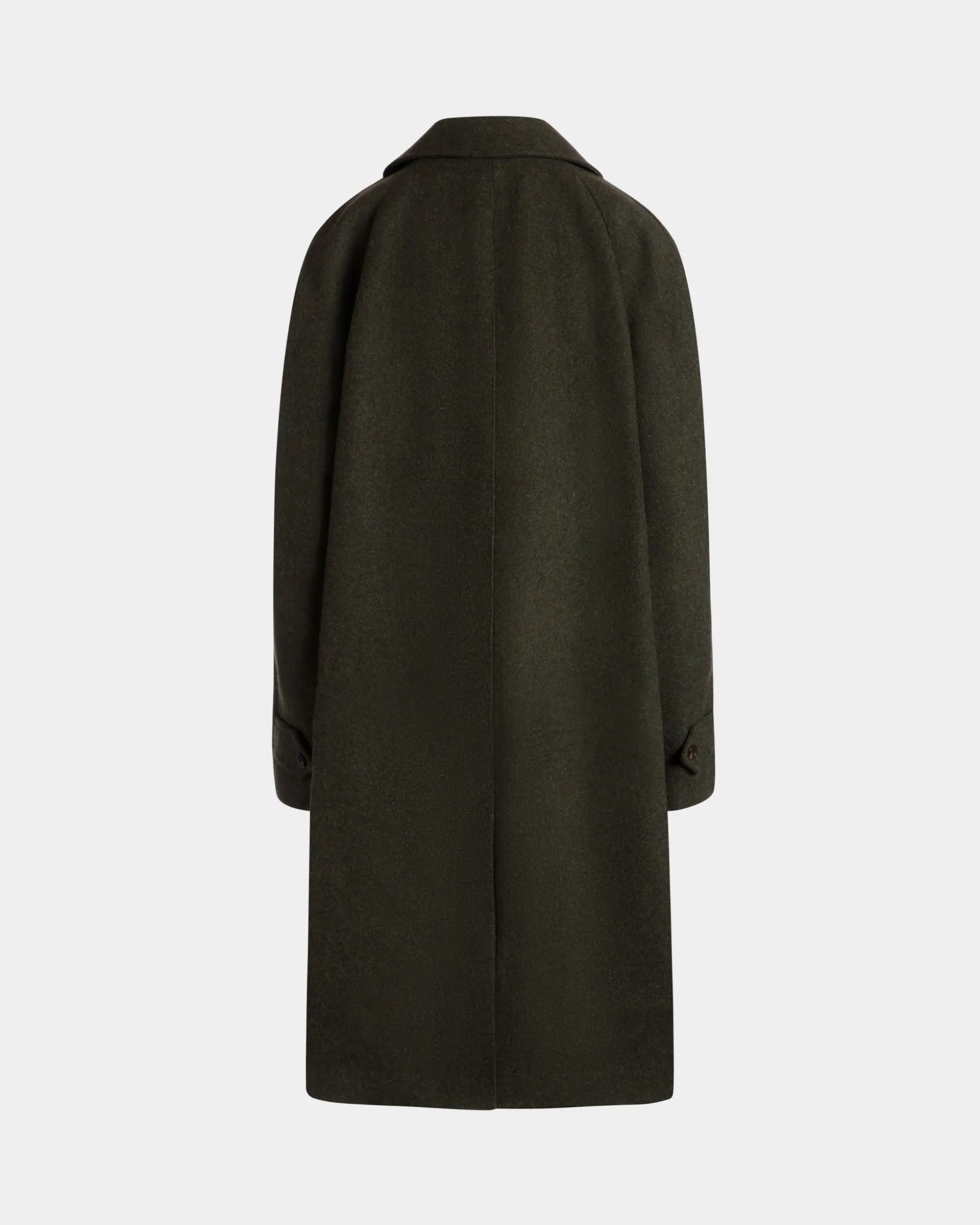 Single-breasted Coat In Dark Green Wool