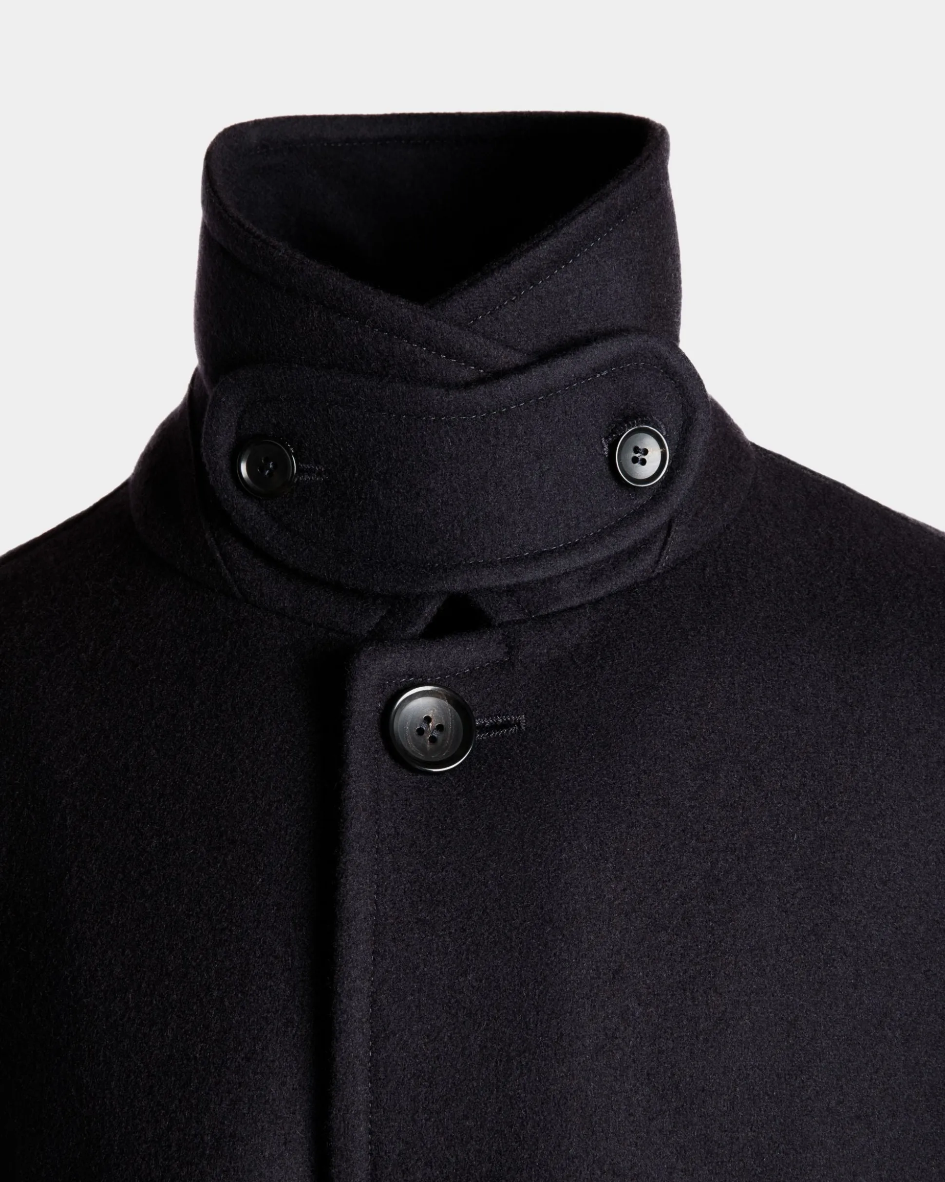 Single-breasted Coat In Navy Blue Wool Blend