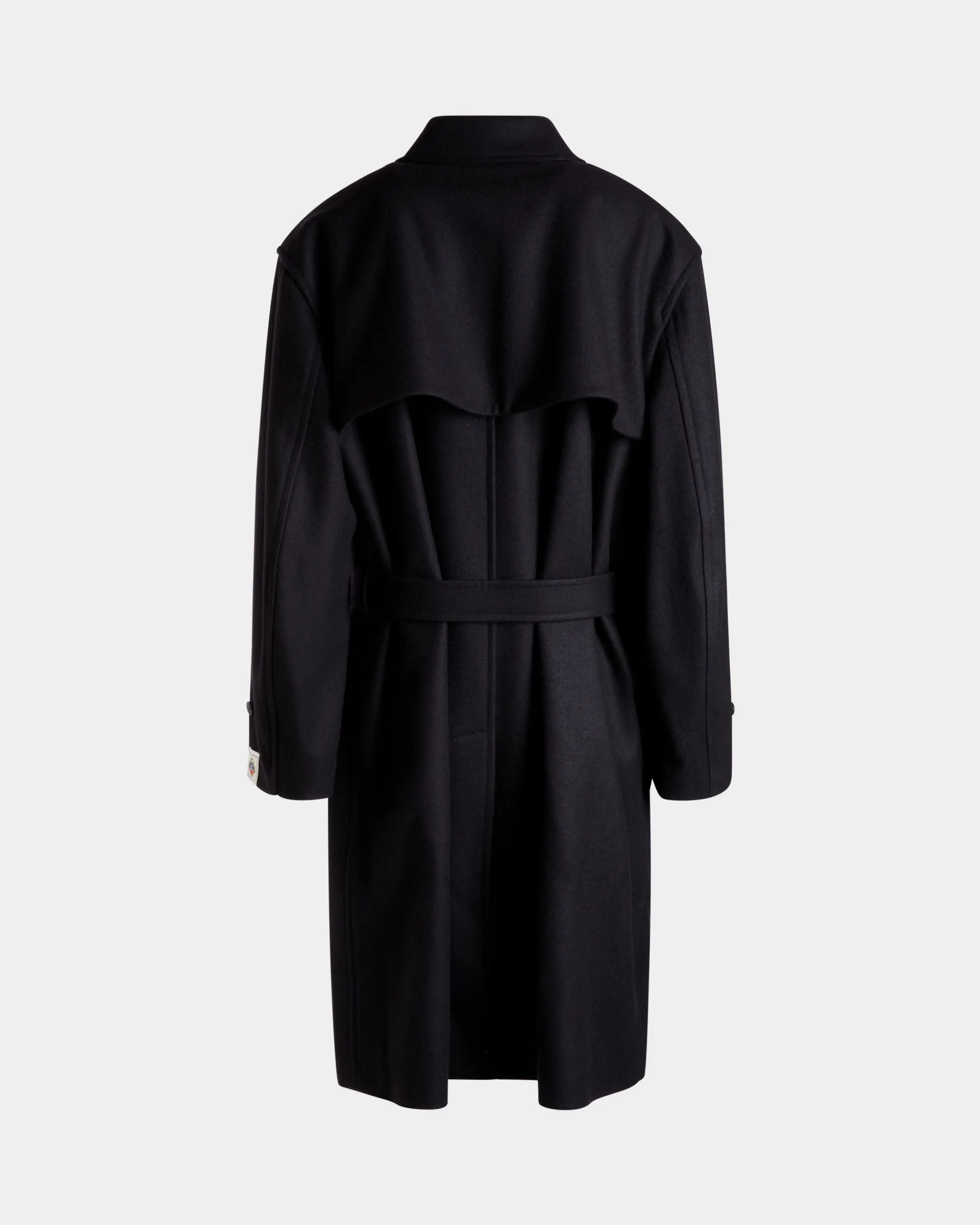 Single-breasted Coat In Navy Blue Wool Blend