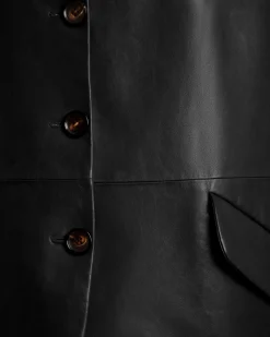 Single-Breasted Midi Coat In Black Leather