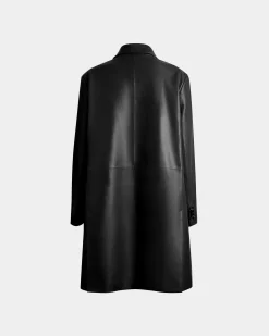 Single-Breasted Midi Coat In Black Leather