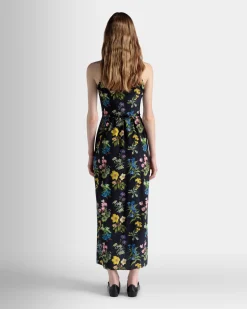 Sleeveless Midi Dress In Mountain Flower Print Silk