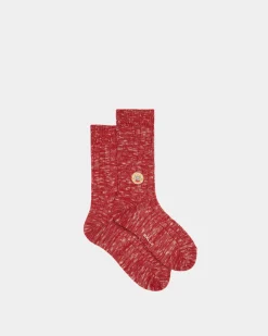 Socks With a Bally Crest Logo in Candy Red Wool