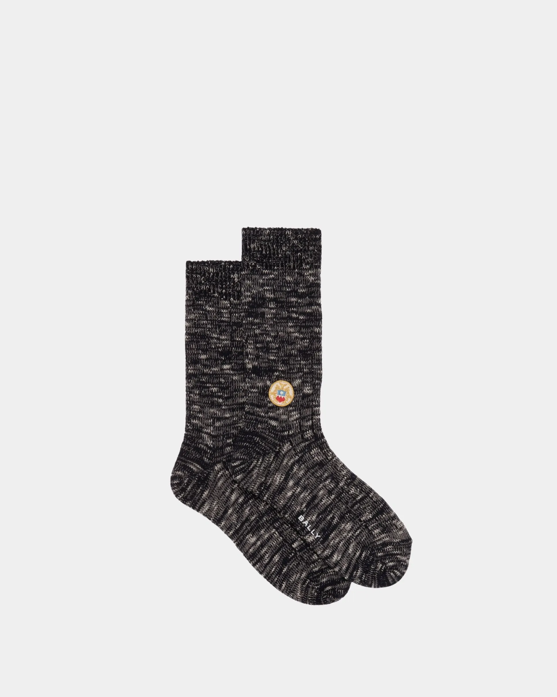 Socks With a Bally Crest Logo in Navy Blue Wool