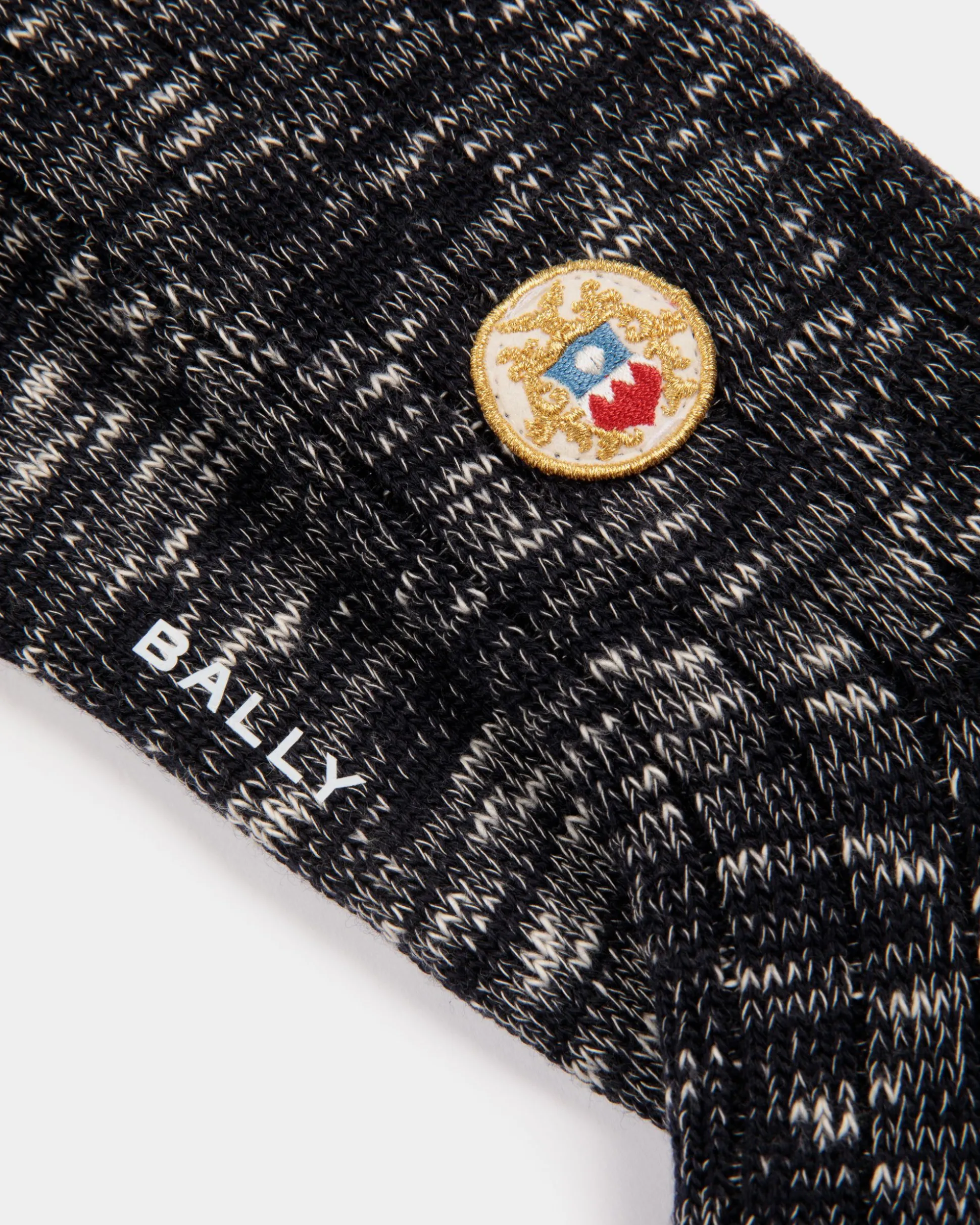 Socks With a Bally Crest Logo in Navy Blue Wool