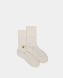 Socks With Bally Crest Logo In Ivory Wool Blend