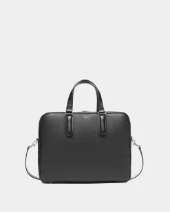 Spin Briefcase In Black Grained Leather