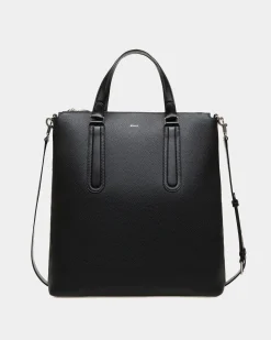 Spin Tote in Black Grained Leather