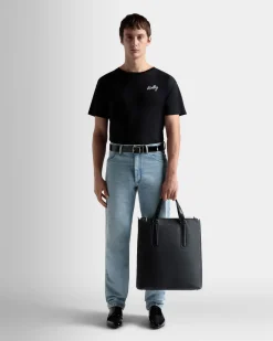 Spin Tote in Black Grained Leather