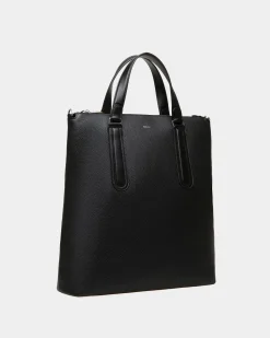 Spin Tote in Black Grained Leather