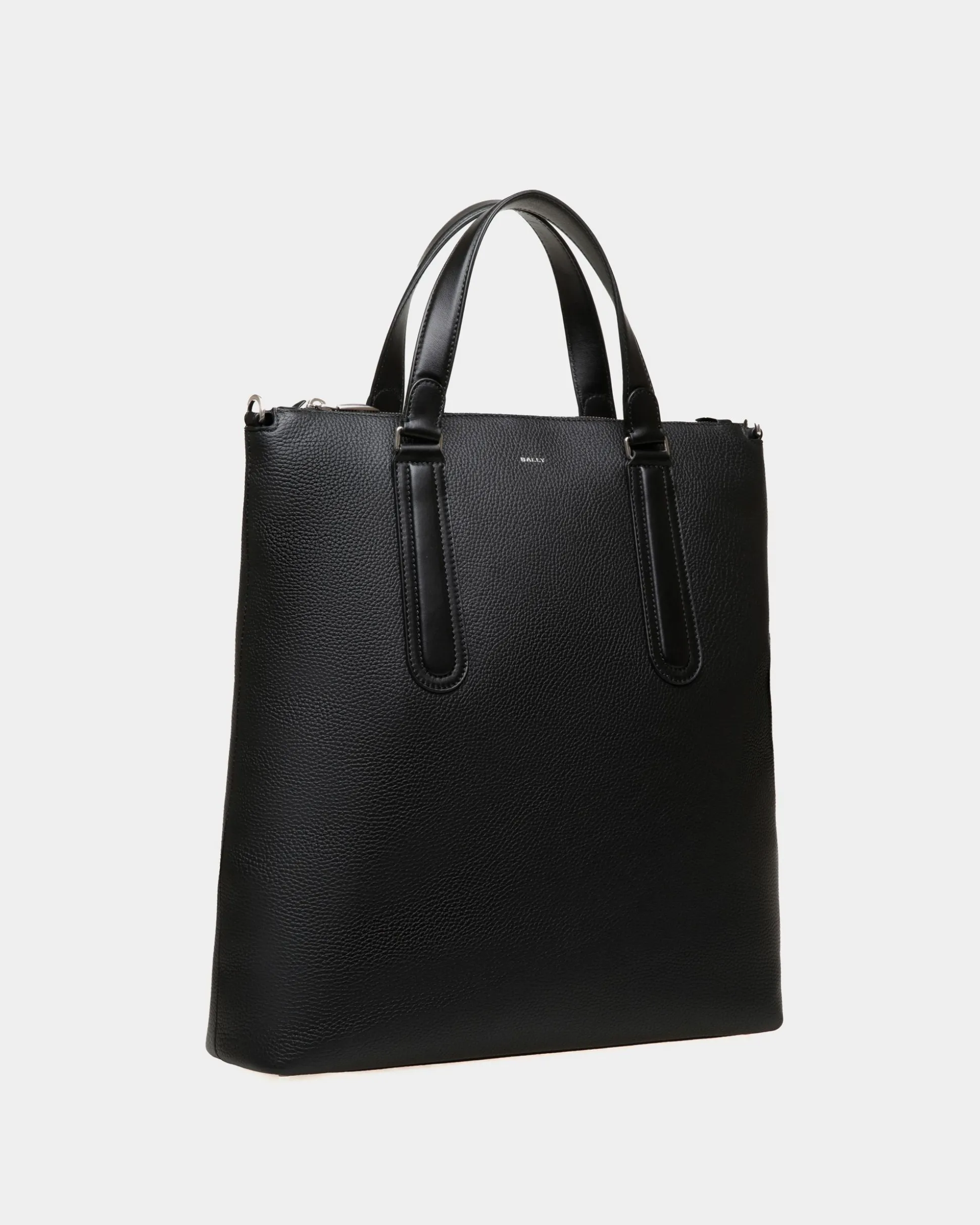 Spin Tote in Black Grained Leather