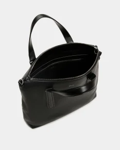 Spin Tote in Black Grained Leather