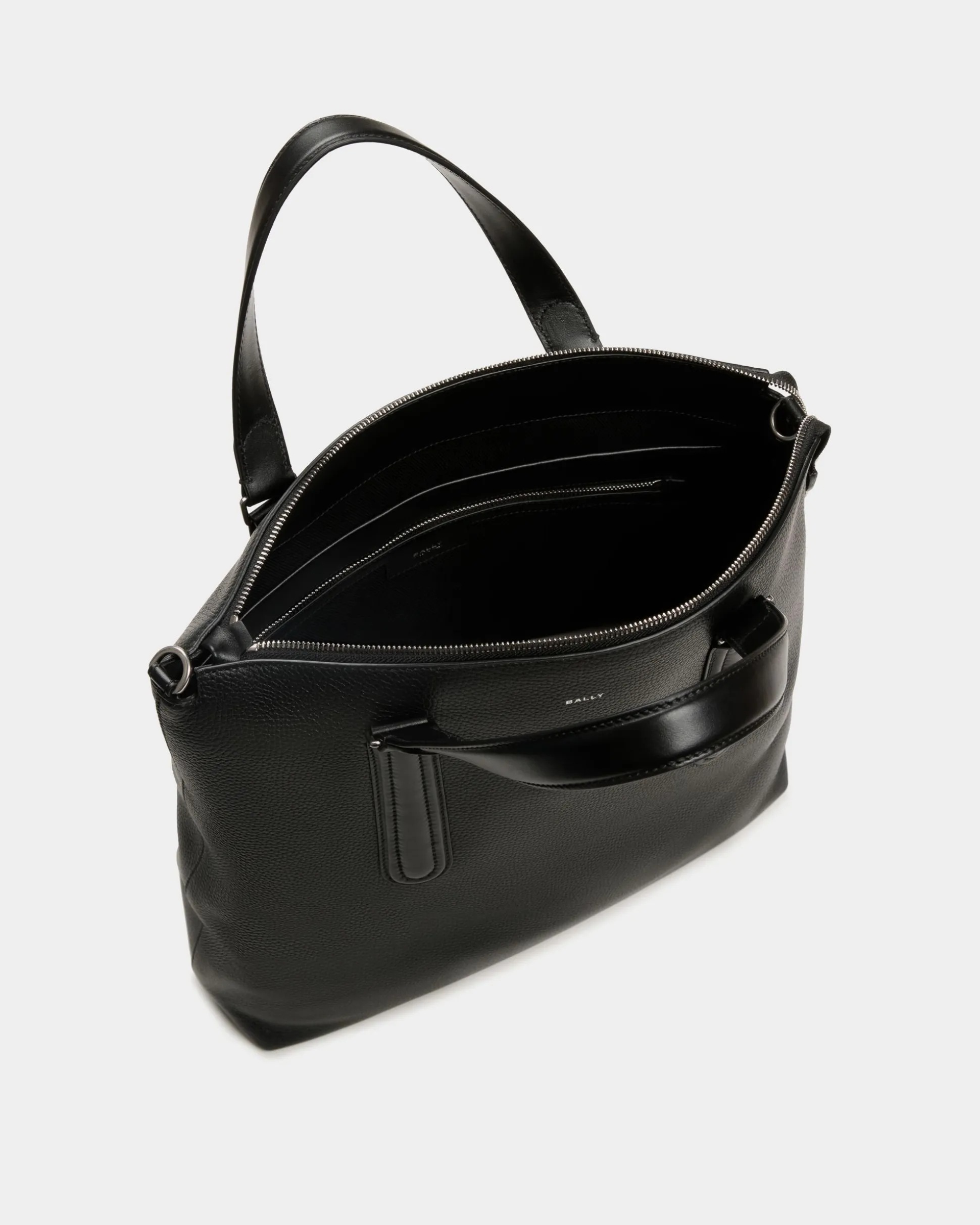 Spin Tote in Black Grained Leather