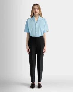 Straight Fit Pants in Black Wool