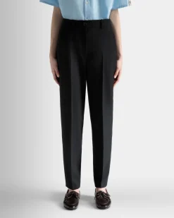 Straight Fit Pants in Black Wool