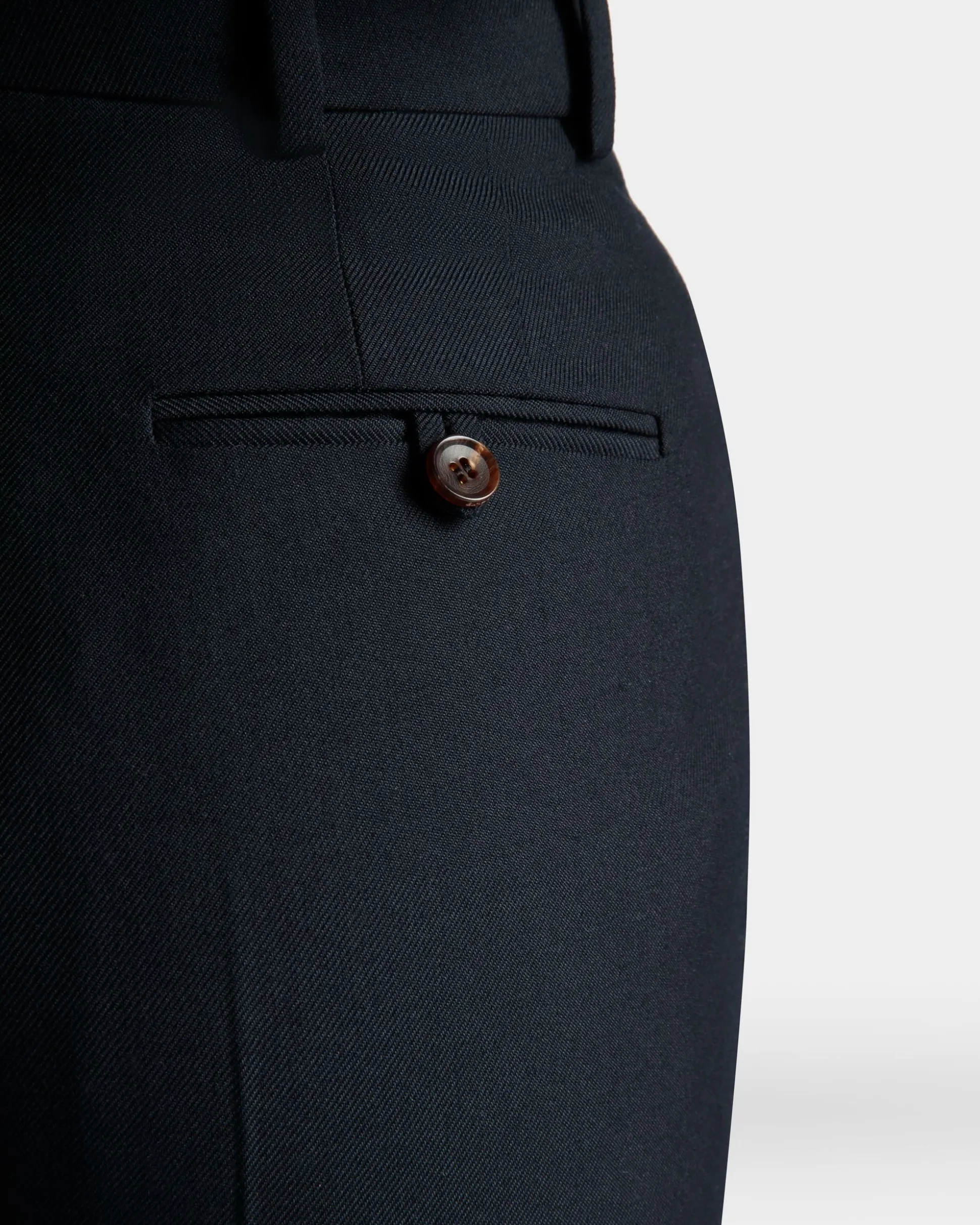 Straight Fit Pants in Navy Blue Wool Blend