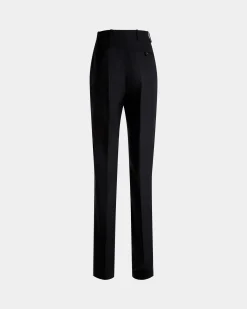 Straight Fit Pants in Navy Blue Wool Blend