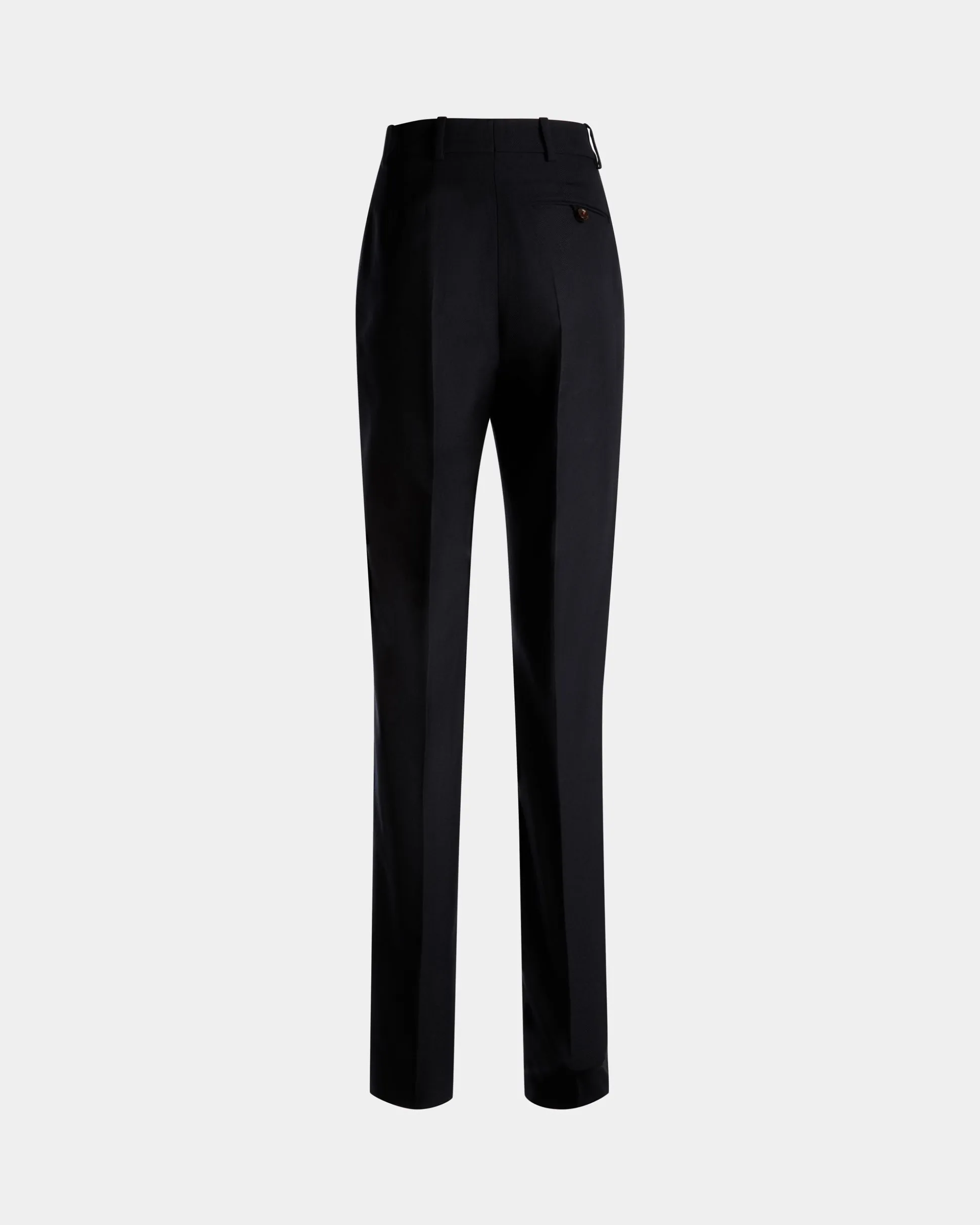 Straight Fit Pants in Navy Blue Wool Blend