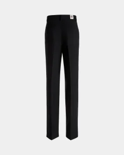 Straight-Leg Pants In Black Wool Blend