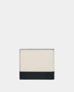 Summer Capsule Bifold In White And Navy Blue Leather